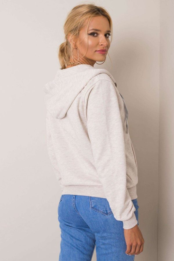 Beige Sweatshirt in Cotton and Spandex ....