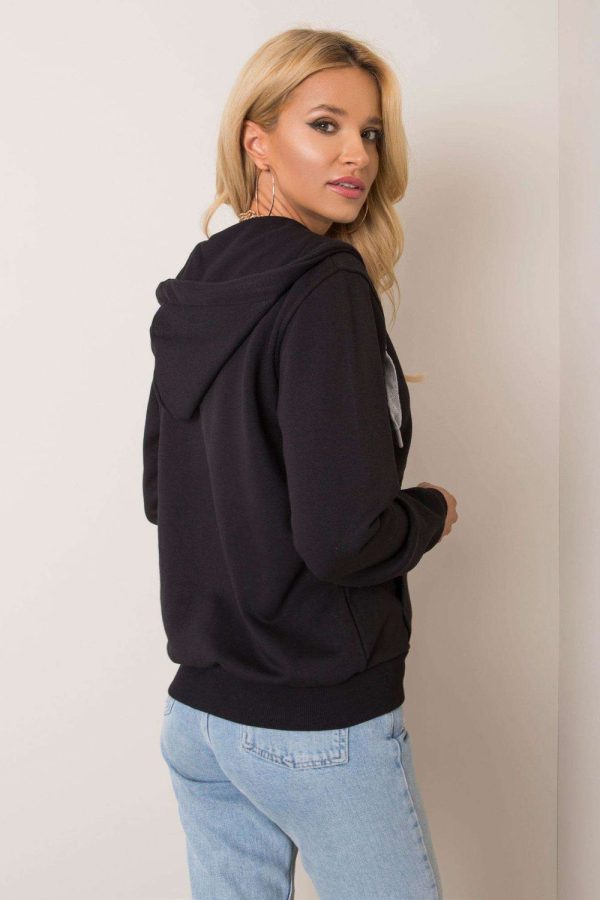 Black Sweatshirt in Cotton and Spandex ...