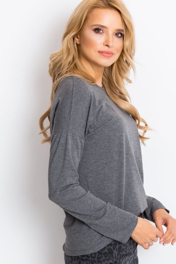Grey Blouse in Women`s Blouses, Tunics with Cotton and Spandex