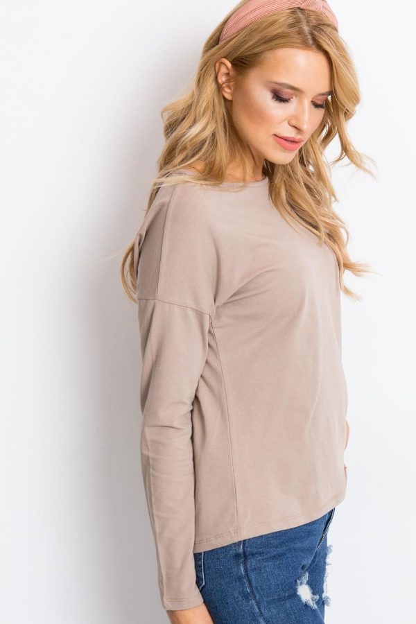 Beige Blouse in Women`s Blouses, Tunics with Cotton and Spandex
