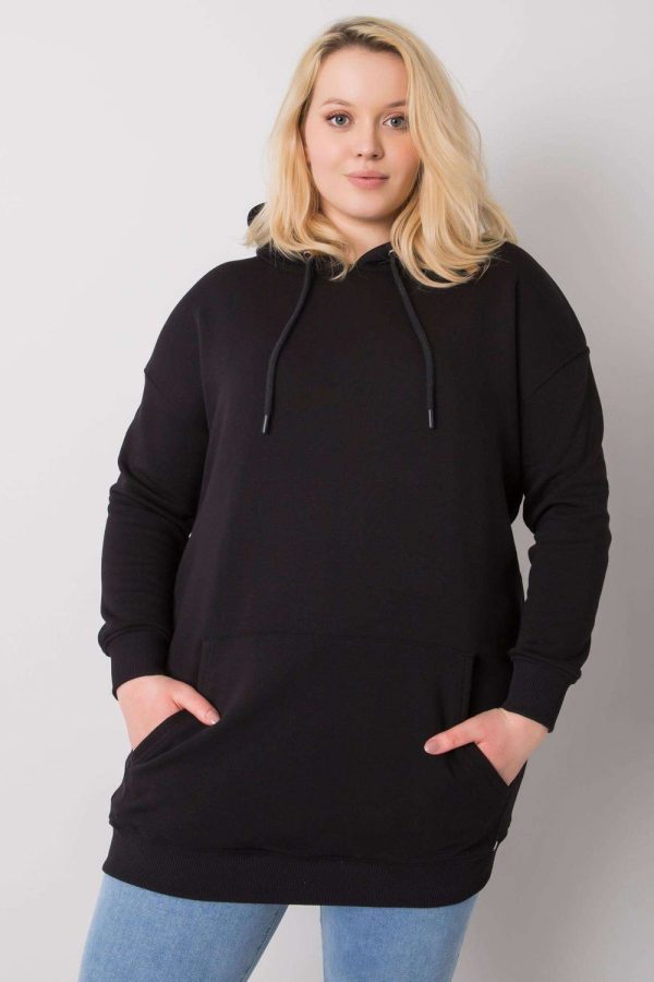 Black Sweatshirt in Sweatshirts For Women with Cotton and Spandex