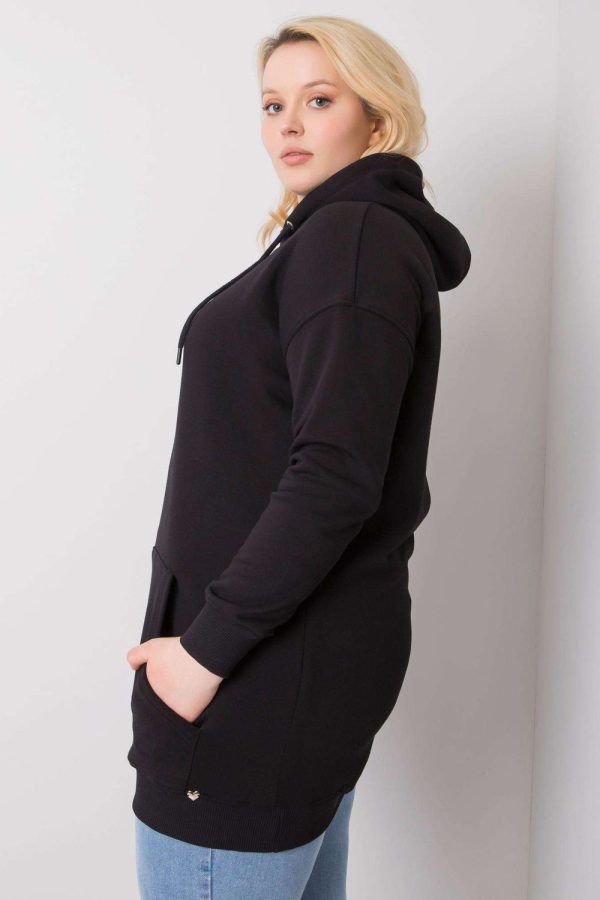 Black Sweatshirt in Sweatshirts For Women with Cotton and Spandex