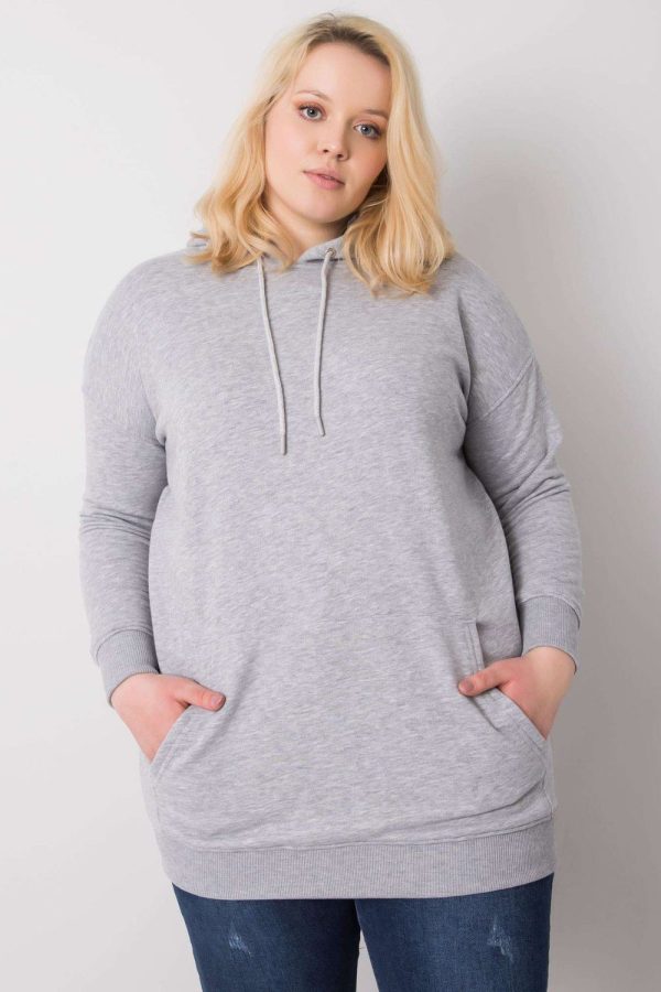 Grey Sweatshirt in Sweatshirts For Women with Cotton and Spandex