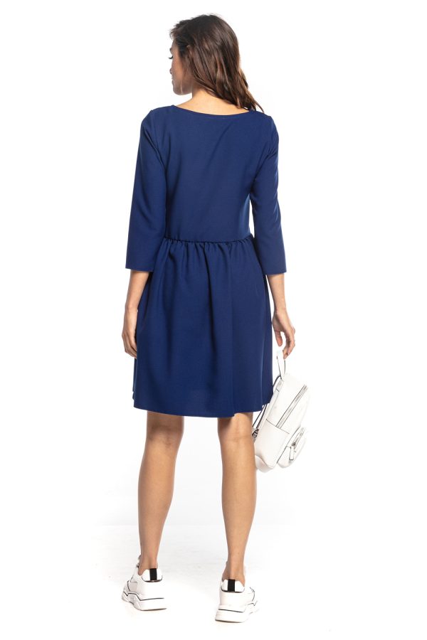 Navy Blue Daydress in Day Dresses with Spandex and Polyester