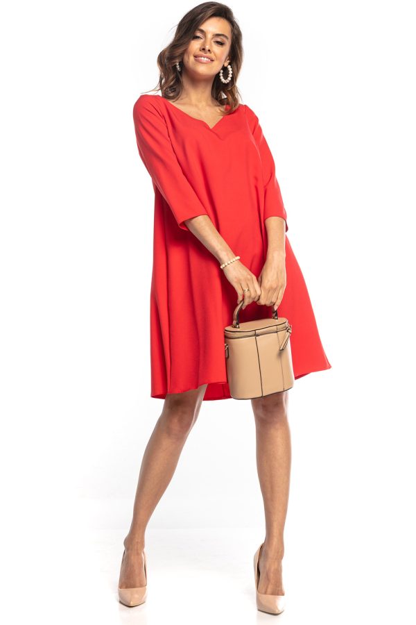 Red Daydress in Day Dresses with Spandex and Polyester