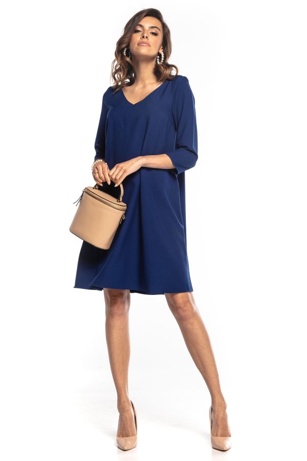 Navy Blue Daydress in Day Dresses with Spandex and Polyester