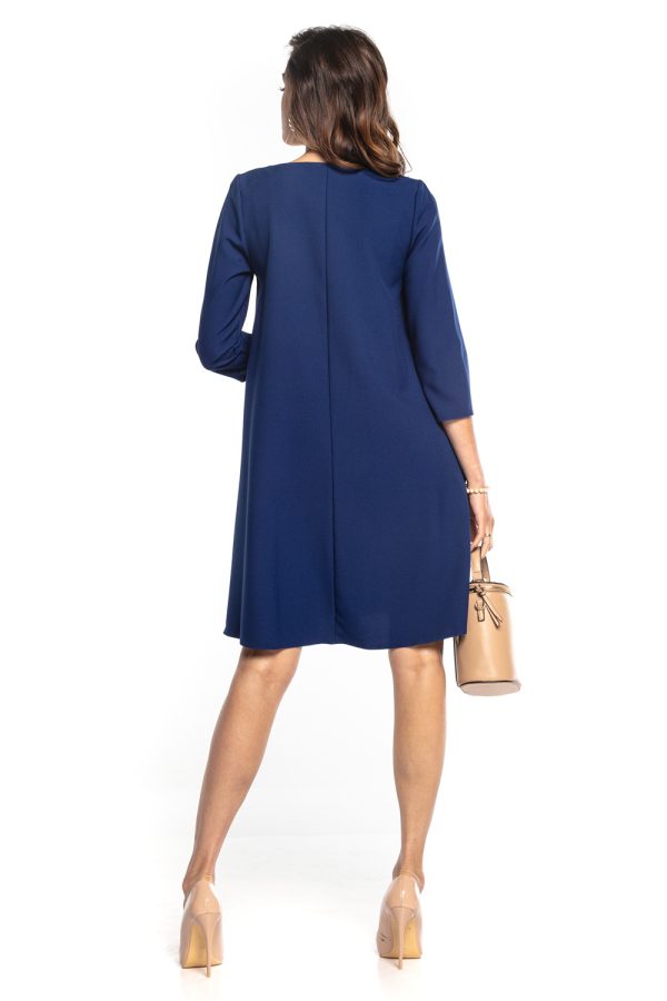 Navy Blue Daydress in Day Dresses with Spandex and Polyester