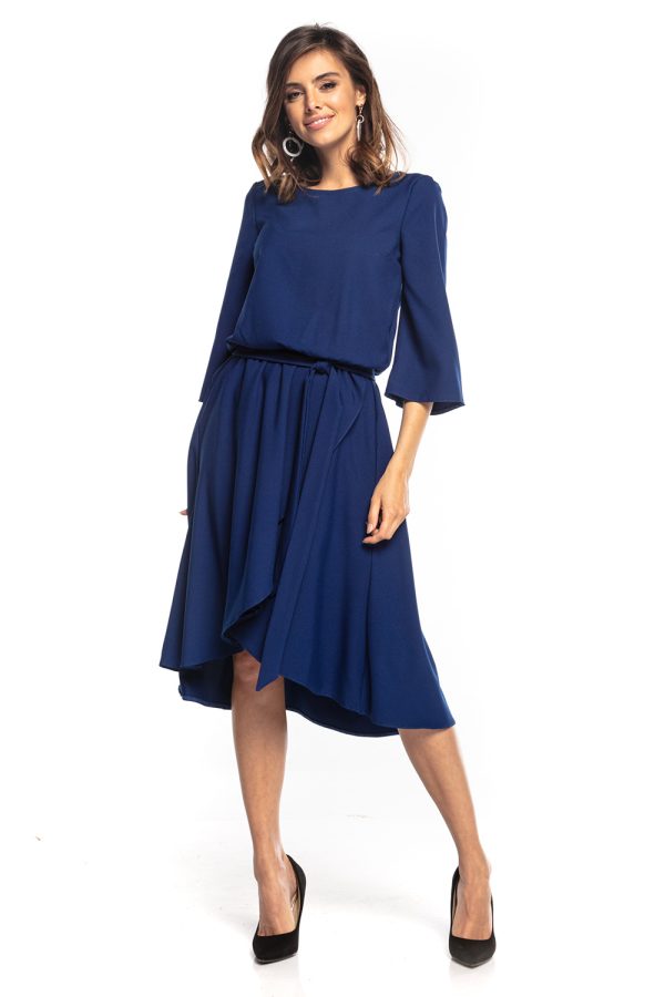 Navy Blue Daydress in Day Dresses with Spandex and Polyester