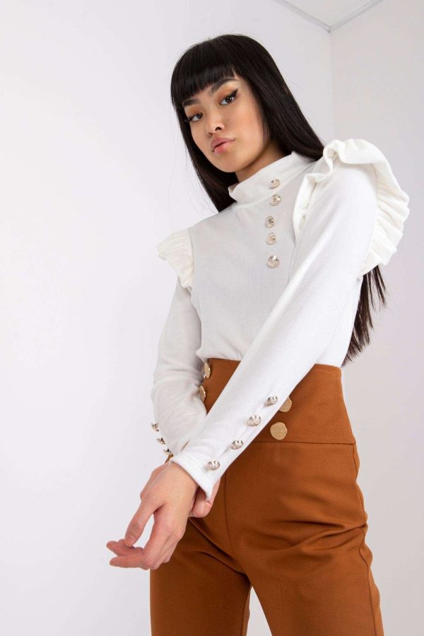 White Blouse in Women`s Blouses, Tunics with Spandex and Polyester