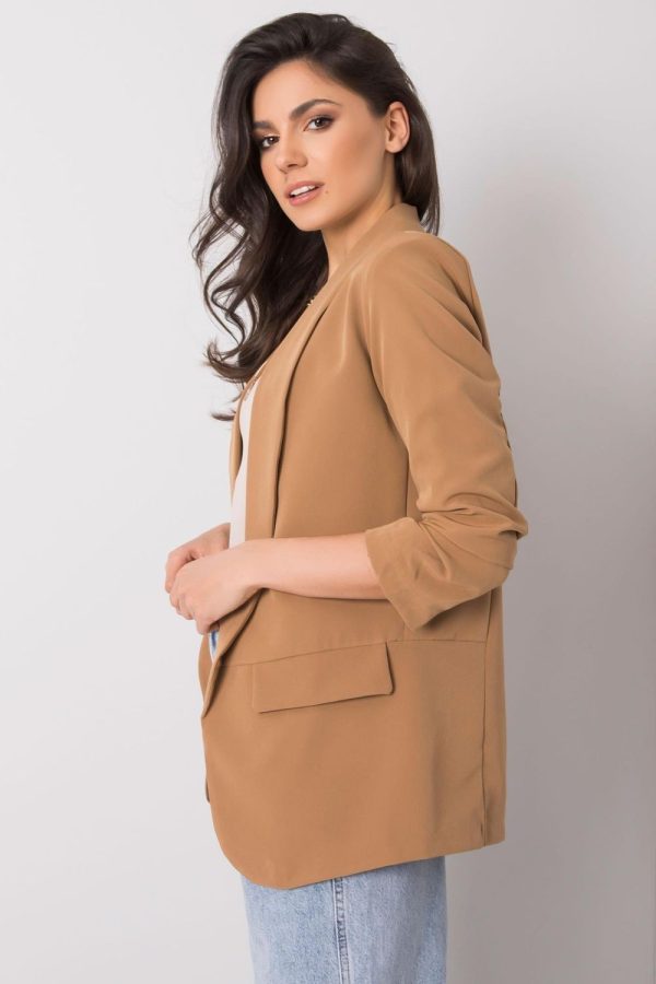 Brown Jacket in Jackets, Vests For Women with Spandex and Polyester