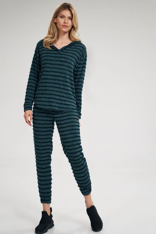 Green Tracksuit Trousers in Women`s Tracksuit Bottoms, Sports Pants with Spandex, Polyester and Viscose