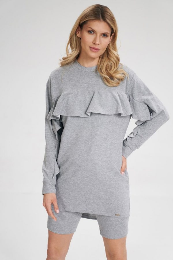 Grey Tunic in Women`s Blouses, Tunics with Cotton and Spandex