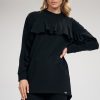 Black Tunic in Women`s Blouses, Tunics with Cotton and Spandex