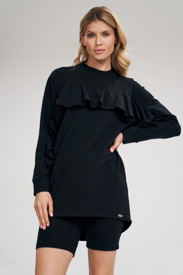 Black Tunic in Women`s Blouses, Tunics with Cotton and Spandex