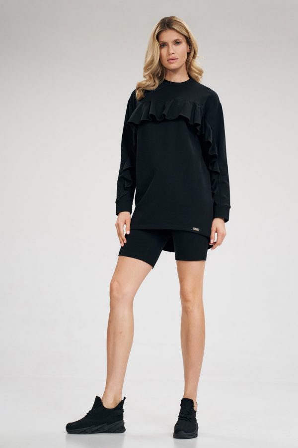 Black Tunic in Women`s Blouses, Tunics with Cotton and Spandex