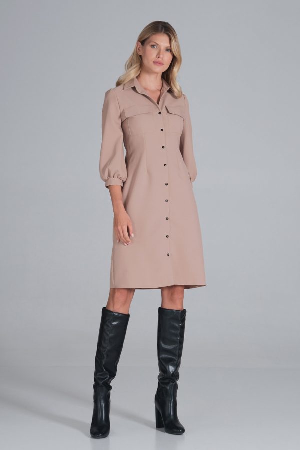 beige Daydress model 162387 Figl