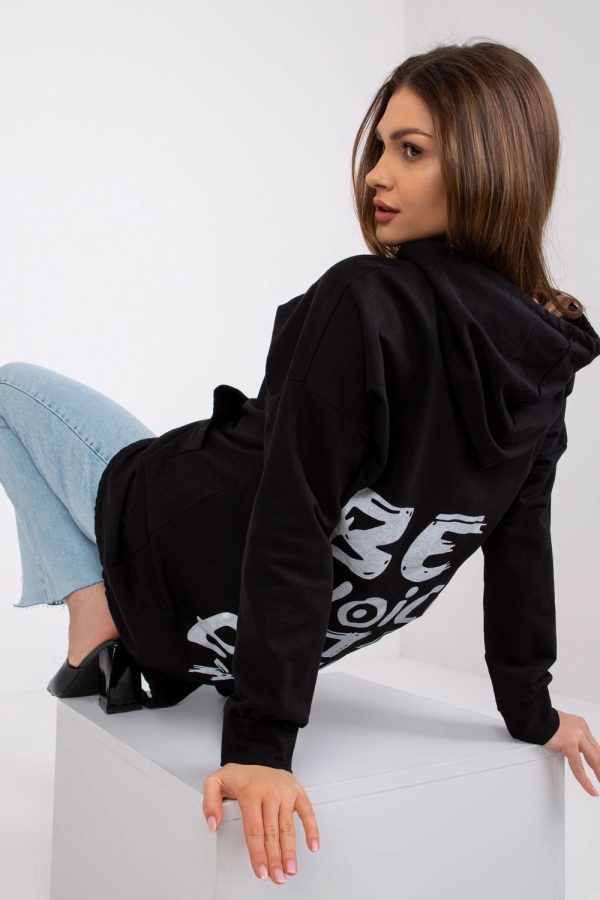 Black Sweatshirt in Sweatshirts For Women with Cotton and Spandex