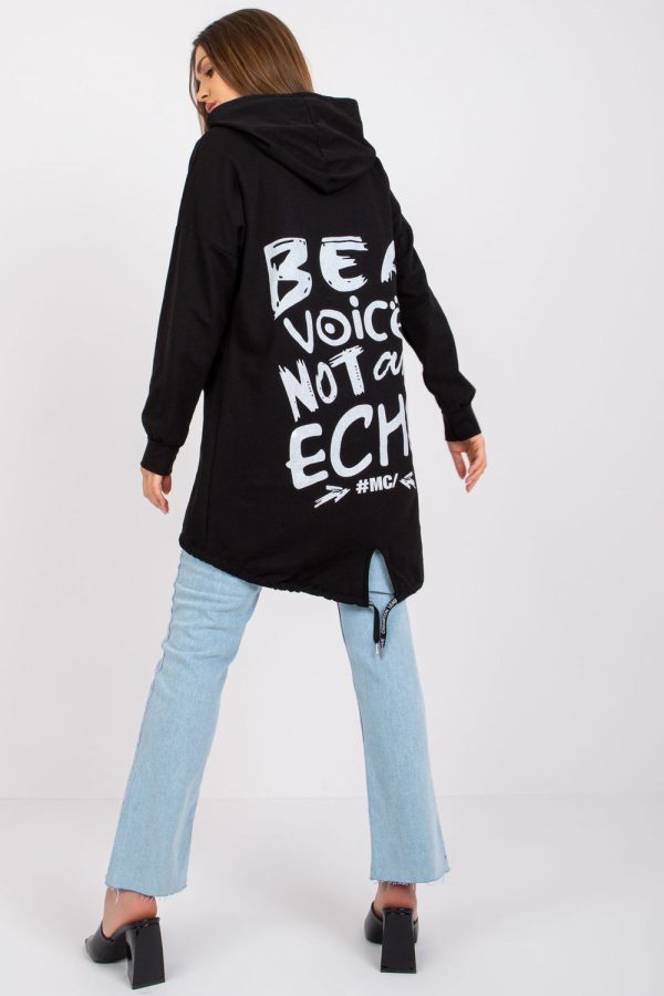 Black Sweatshirt in Sweatshirts For Women with Cotton and Spandex