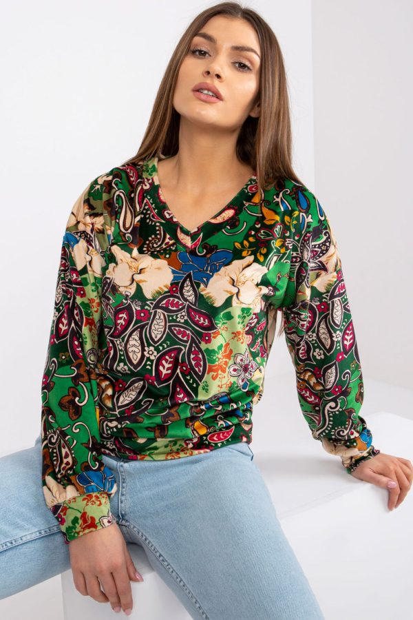 Green Blouse in Women`s Blouses, Tunics with Spandex and Polyester