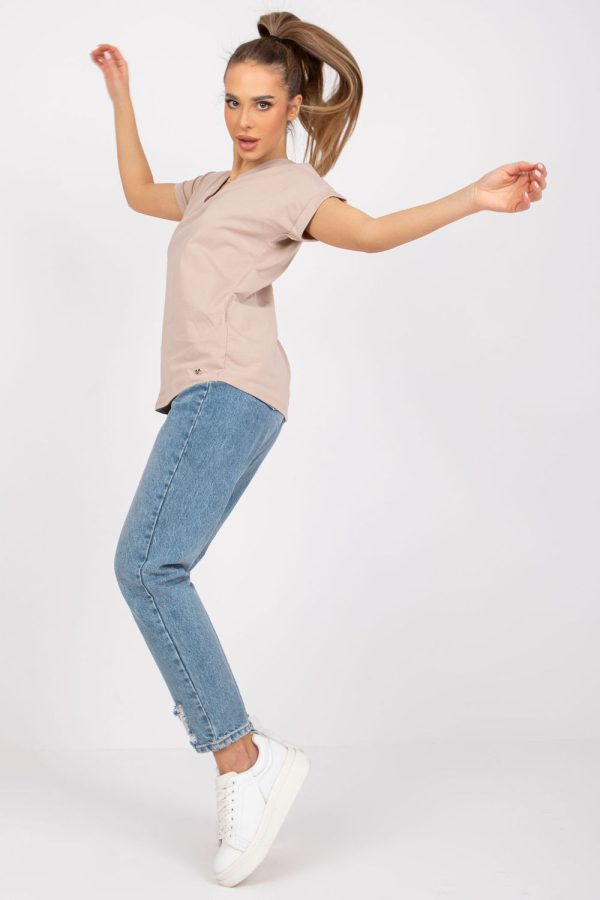 Beige T-shirt in Women`s Tops, T-shirts, Singlets with Cotton and Spandex