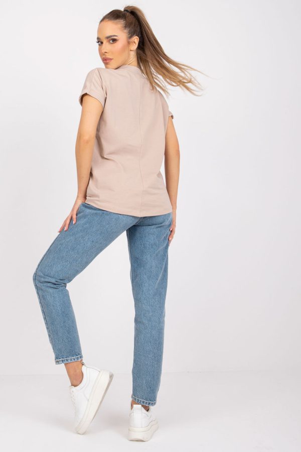 Beige T-shirt in Women`s Tops, T-shirts, Singlets with Cotton and Spandex