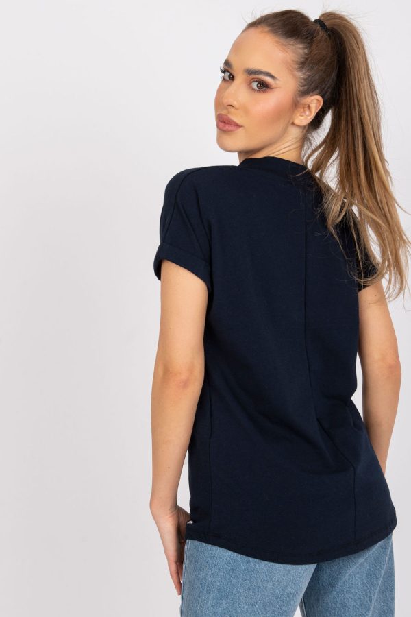 Navy Blue T-shirt in Women`s Tops, T-shirts, Singlets with Cotton and Spandex