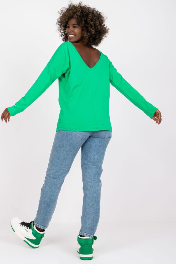 Green Blouse in Women`s Blouses, Tunics with Cotton and Spandex
