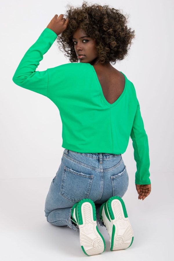 Green Blouse in Women`s Blouses, Tunics with Cotton and Spandex
