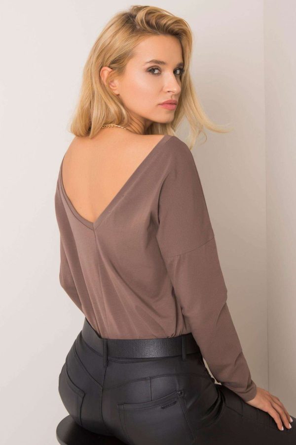 Brown Blouse in Women`s Blouses, Tunics with Cotton and Spandex