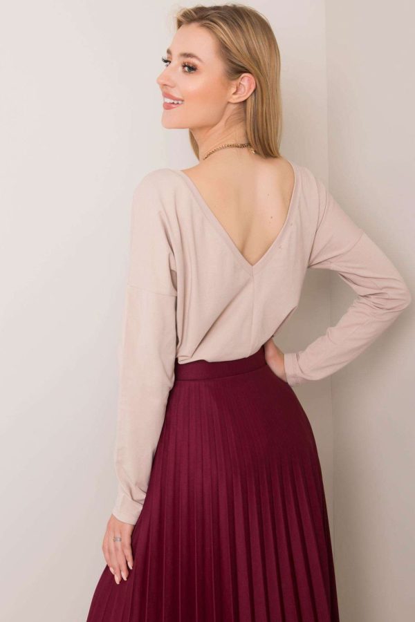 Beige Blouse in Women`s Blouses, Tunics with Cotton and Spandex