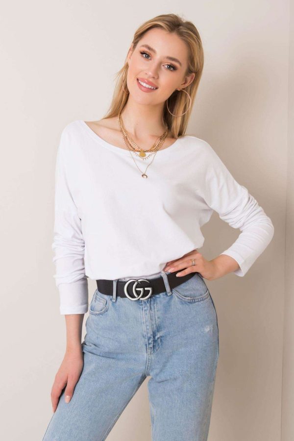 White Blouse in Women`s Blouses, Tunics with Cotton and Spandex