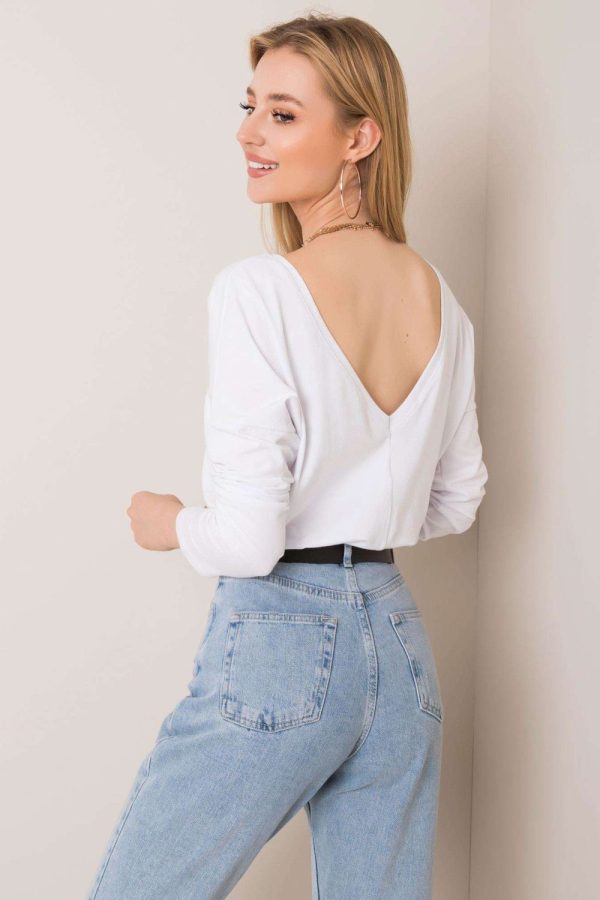 White Blouse in Women`s Blouses, Tunics with Cotton and Spandex