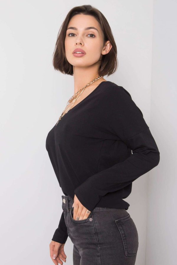 Black Blouse in Women`s Blouses, Tunics with Cotton and Spandex