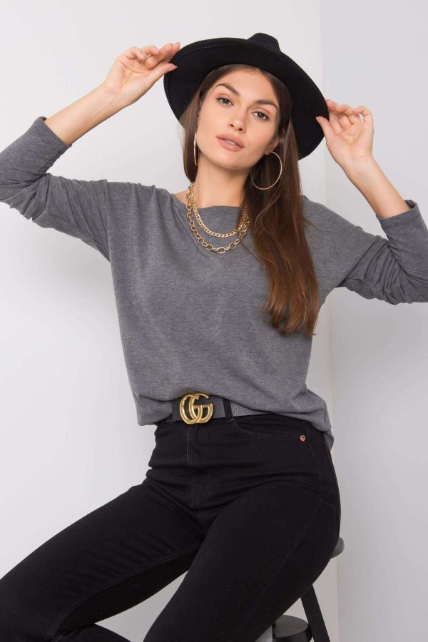 Grey Blouse in Women`s Blouses, Tunics with Cotton and Spandex
