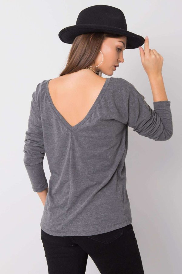 Grey Blouse in Women`s Blouses, Tunics with Cotton and Spandex