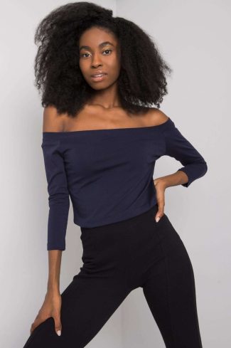 Navy Blue Blouse in Women`s Blouses, Tunics with Cotton and Spandex