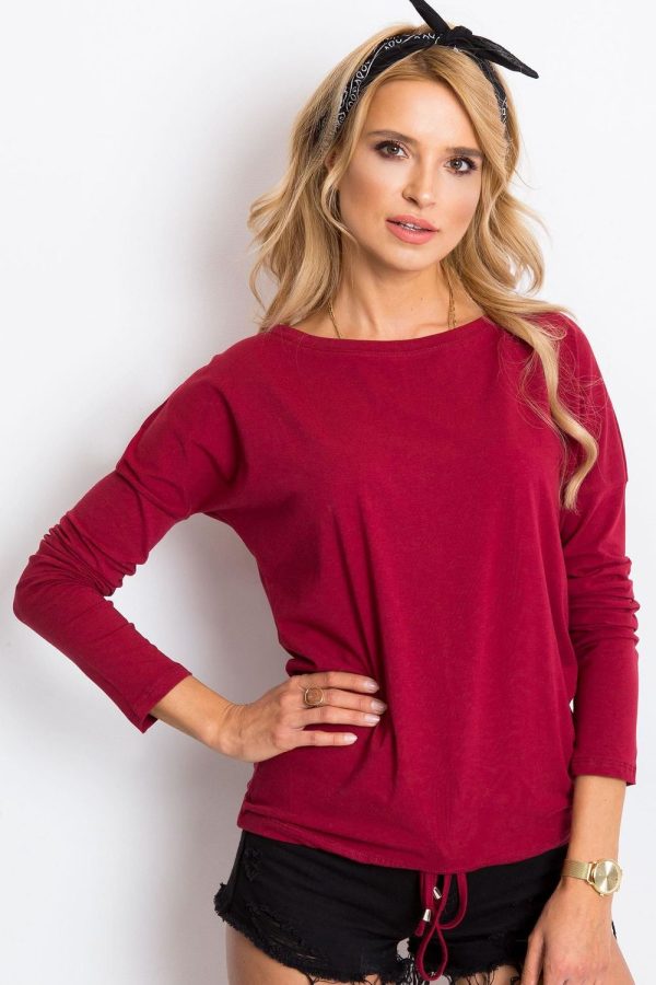 Red Blouse in Women`s Blouses, Tunics with Cotton and Spandex