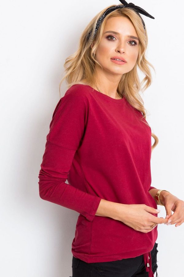 Red Blouse in Women`s Blouses, Tunics with Cotton and Spandex