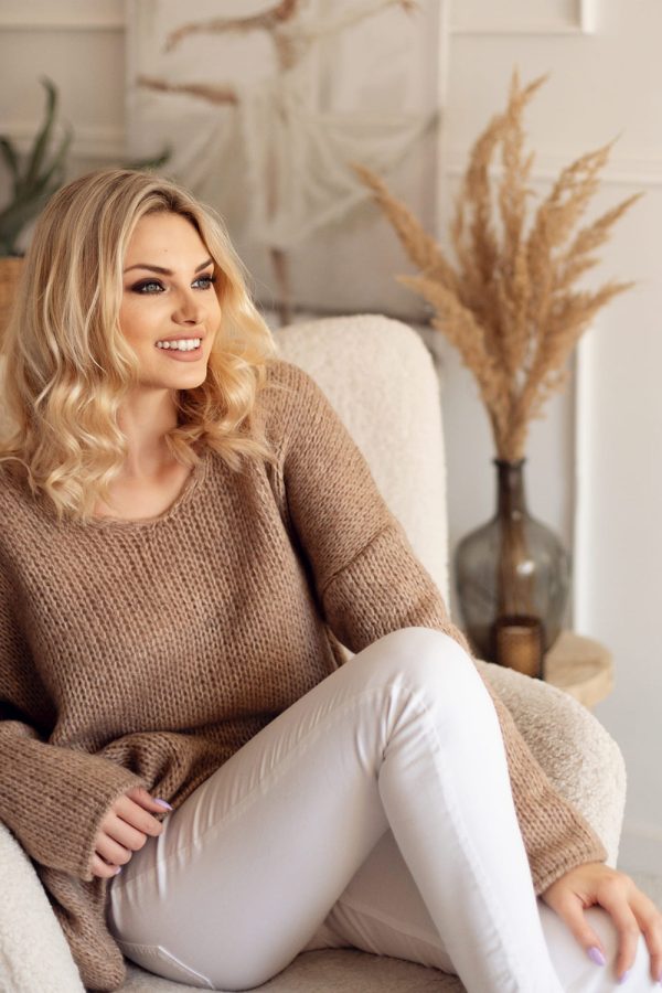 Beige Jumper in Sweaters, Pullovers, Jumpers, Turtlenecks, Boleros, Shrugs with Acrylic, Polyamide, Polyester and Wool
