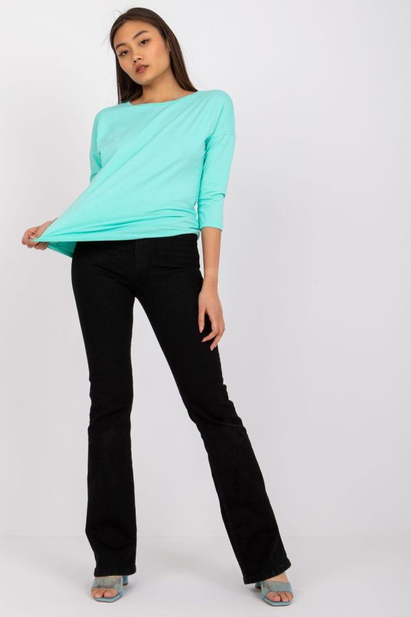 Green Blouse in Women`s Blouses, Tunics with Cotton and Spandex