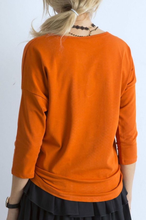 Orange Blouse in Women`s Blouses, Tunics with Cotton and Spandex
