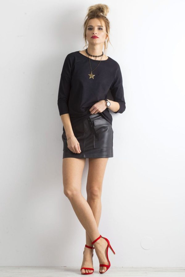 Black Blouse in Women`s Blouses, Tunics with Cotton and Spandex