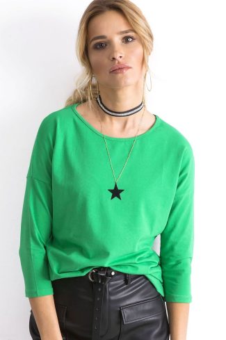Green Blouse in Women`s Blouses, Tunics with Cotton and Spandex