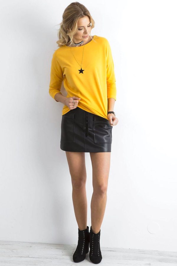 Yellow Blouse in Women`s Blouses, Tunics with Cotton and Spandex