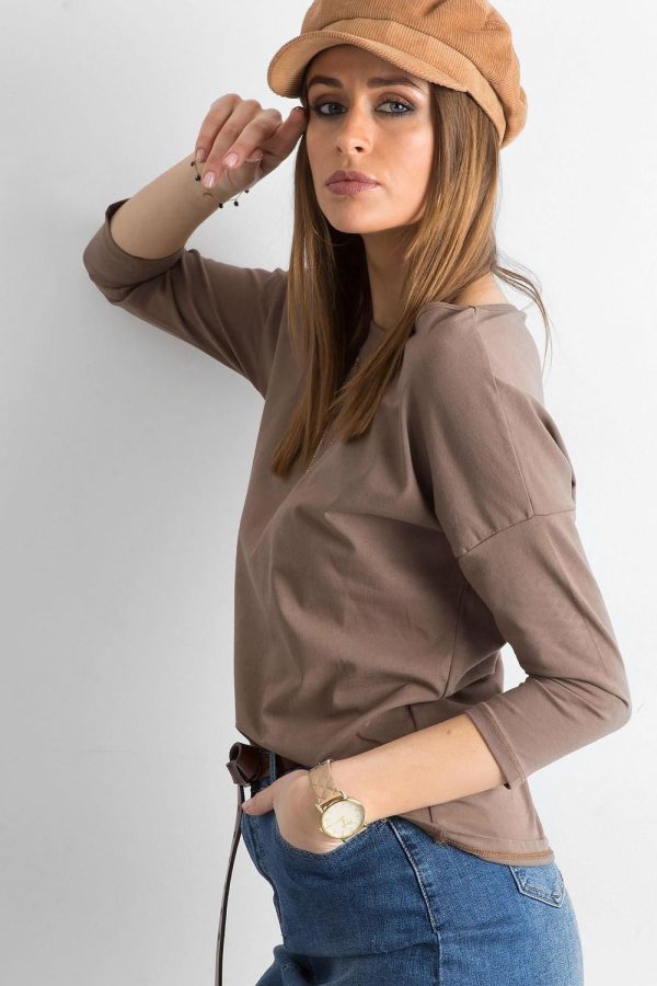 Brown Blouse in Women`s Blouses, Tunics with Cotton and Spandex