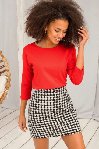 Red Blouse in Women`s Blouses, Tunics with Cotton and Spandex