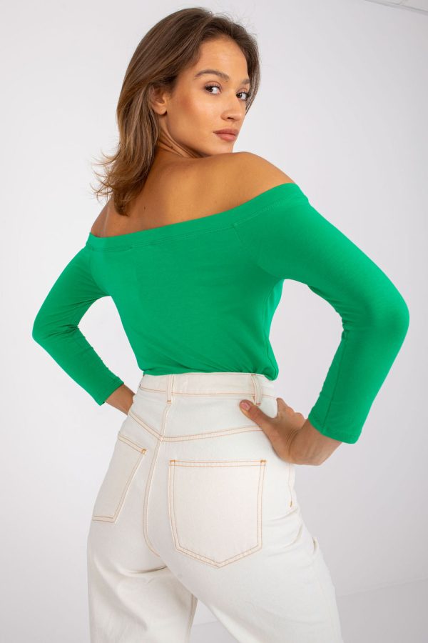 Green Blouse in Women`s Blouses, Tunics with Cotton and Spandex