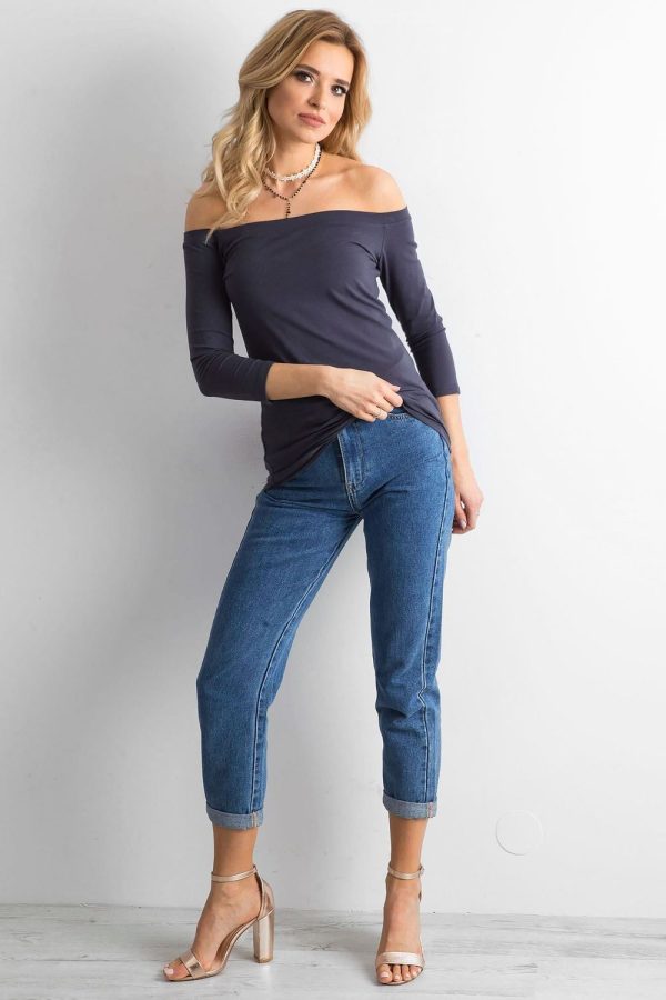 Grey Blouse in Women`s Blouses, Tunics with Cotton and Spandex