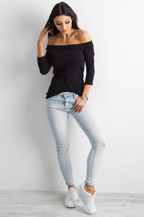 Black Blouse in Women`s Blouses, Tunics with Cotton and Spandex