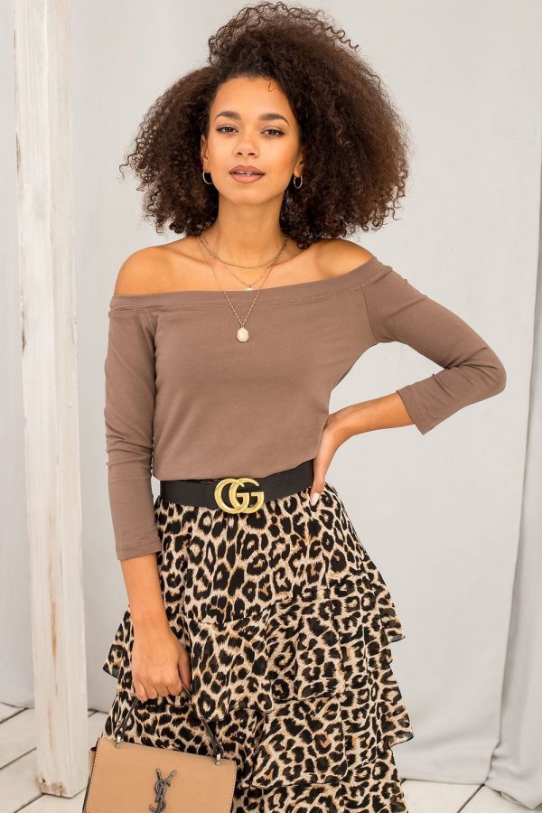 Brown Blouse in Women`s Blouses, Tunics with Cotton and Spandex